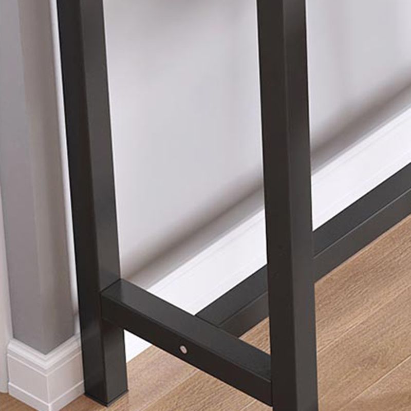 Matte Finish Faux Wood Bar Table Modern Pub Table with Metal Frame