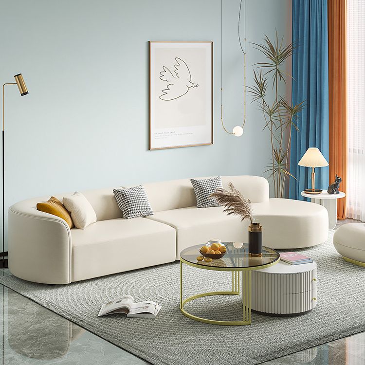 Contemporary Faux Leather Sectional Sofa with Tight Back in Solid Wood