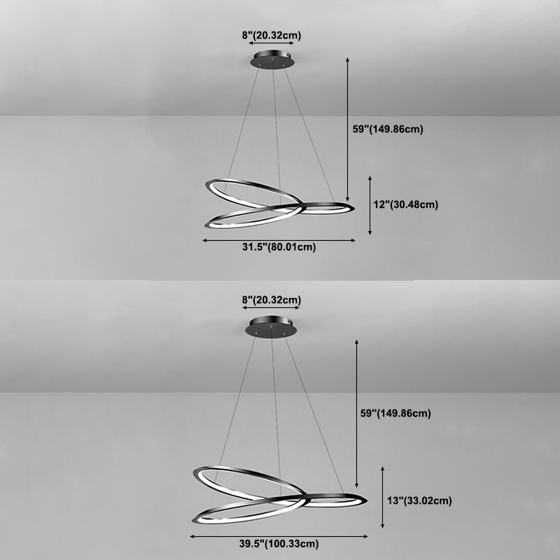 Moderne eenvoudige stijl LED hanger kroonluchter licht metalen hangerverlichting voor woonkamer