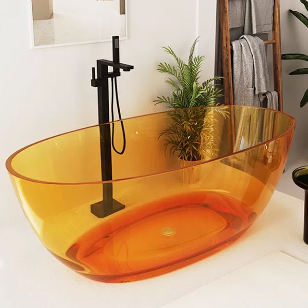 Flat Bottom Soaking Bathtub Antique Finish Modern Oval Bath Tub