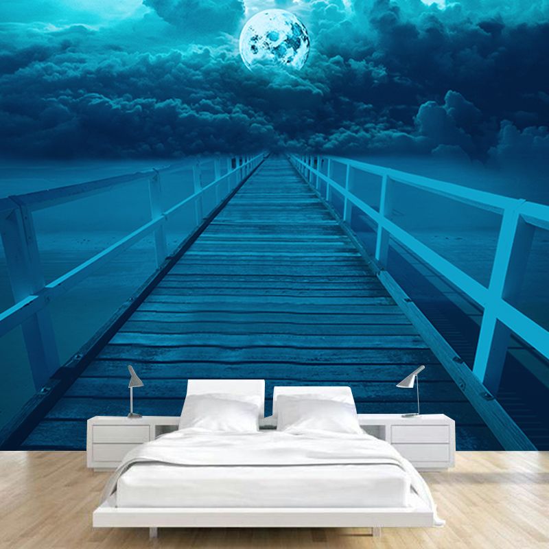 Wooden Bridge Washable Stain Resistant Wall Mural Wallpaper Sitting Room Wall Mural