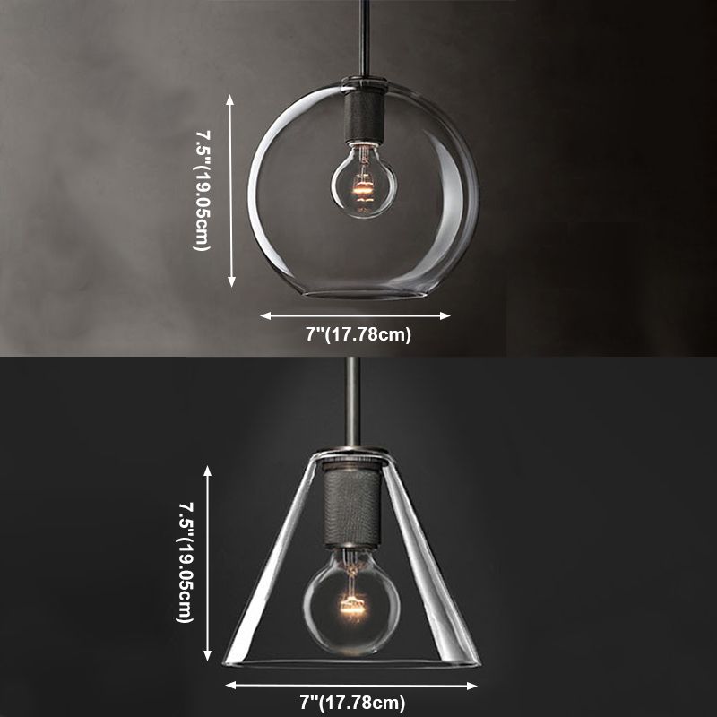 Nordisch einfache Innenheizpendelleuchte, klares Glas 1-Licht-Anhängerbeleuchtung