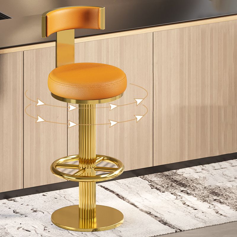 Glam Gold Legs Bar Stools Living Room Upholstered Swivel Stool