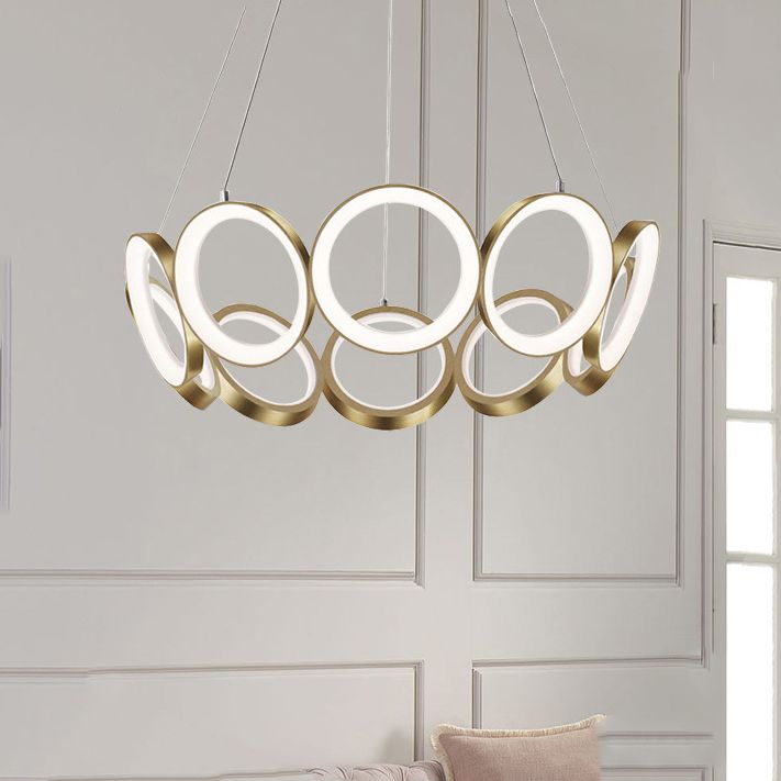Circles Chandelier Lighting Fixture Modern LED Stainless Steel Hanging Chandelier Lamp