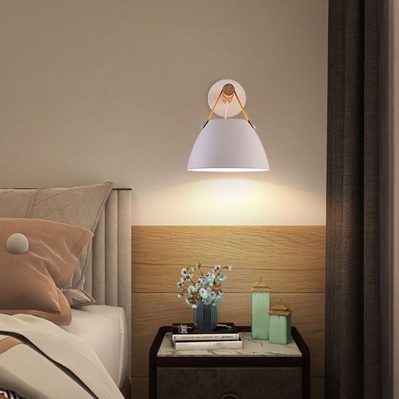 Cone Shape Metal Wall Light Industrial Style 1-Light Wall Light Sconce in White