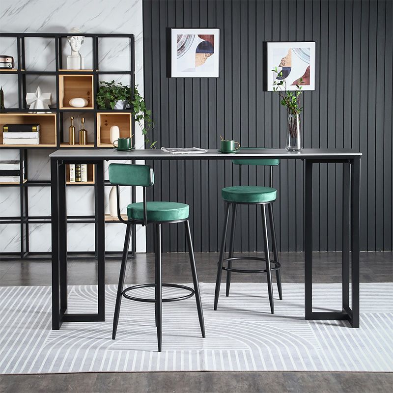 Table à manger du bar à barre rectangulaire contemporain avec base de barreau noir