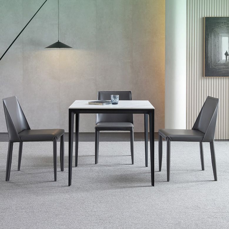 Industrial Style 4 Legs Furniture Stone Square Dining Table for Dining Room