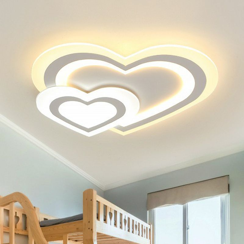 Acrylique Shaded Flush Mount Lighting Kids Style LED White Flush Mount Fixture for Bedroom