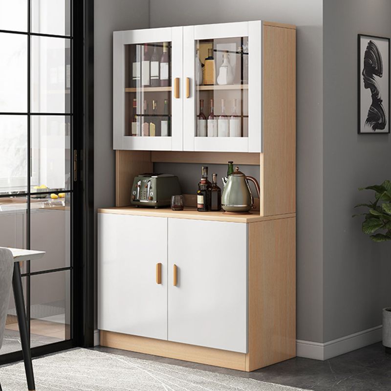 Contemporary Dining Hutch Faux Wood Buffet Cabinet with Doors