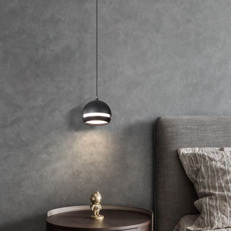 Nordic Mini LED Pendant Lamp Aluminum Bedside Hanging Light in Black