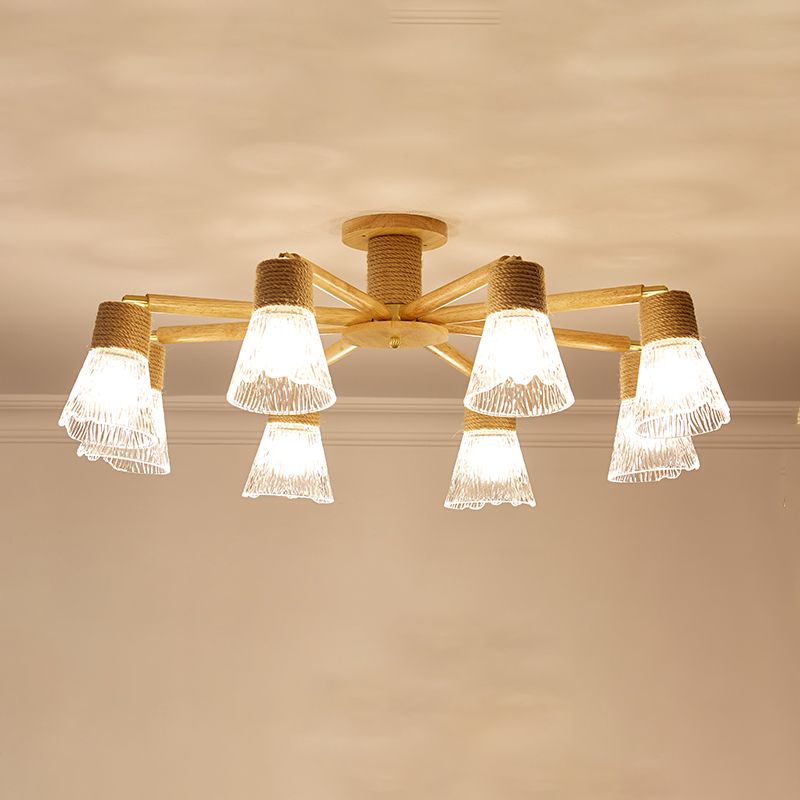 Bell Shape Glass Flush Mount Light Modern Style Multi Lights Ceiling Mount Light in Brown