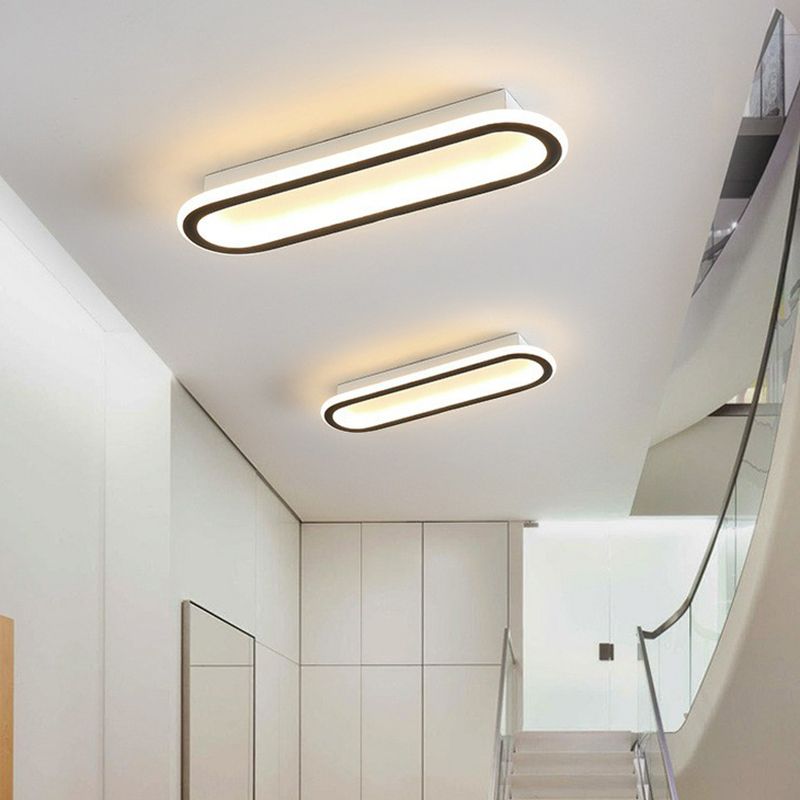 Plafonnier linéaire à LED de style moderne en acrylique pour couloir, luminaire de plafond en noir