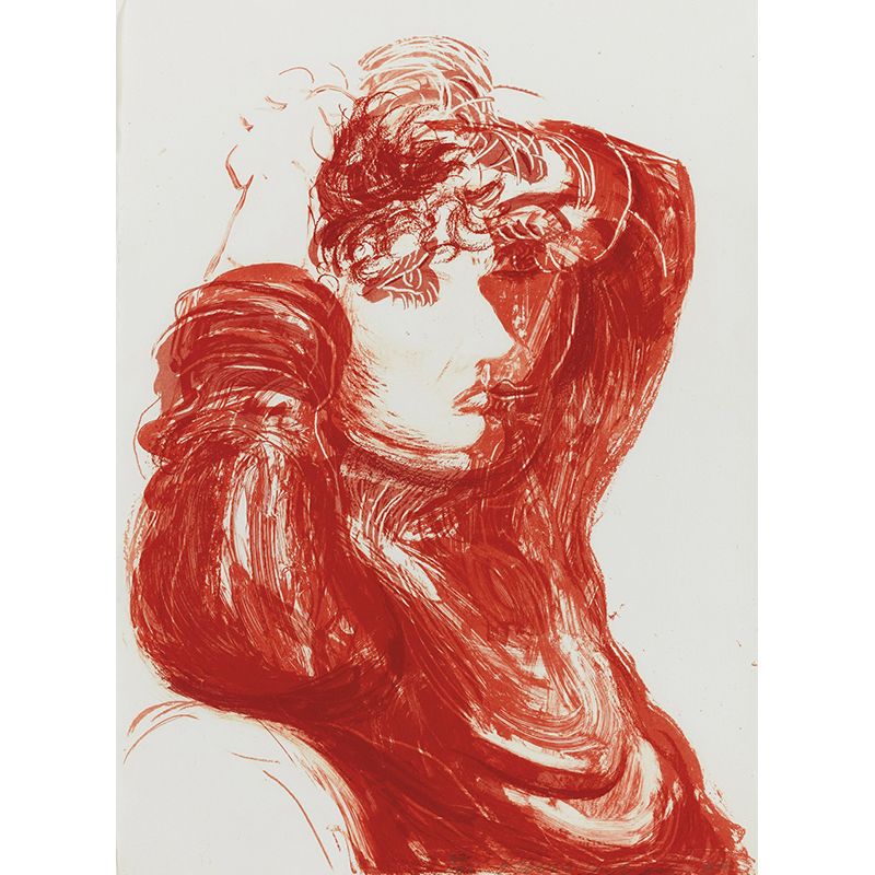 Hockney Painting Red Celia Murals Artistry Stain Resistant Bedroom Wall Decor, Made to Measure