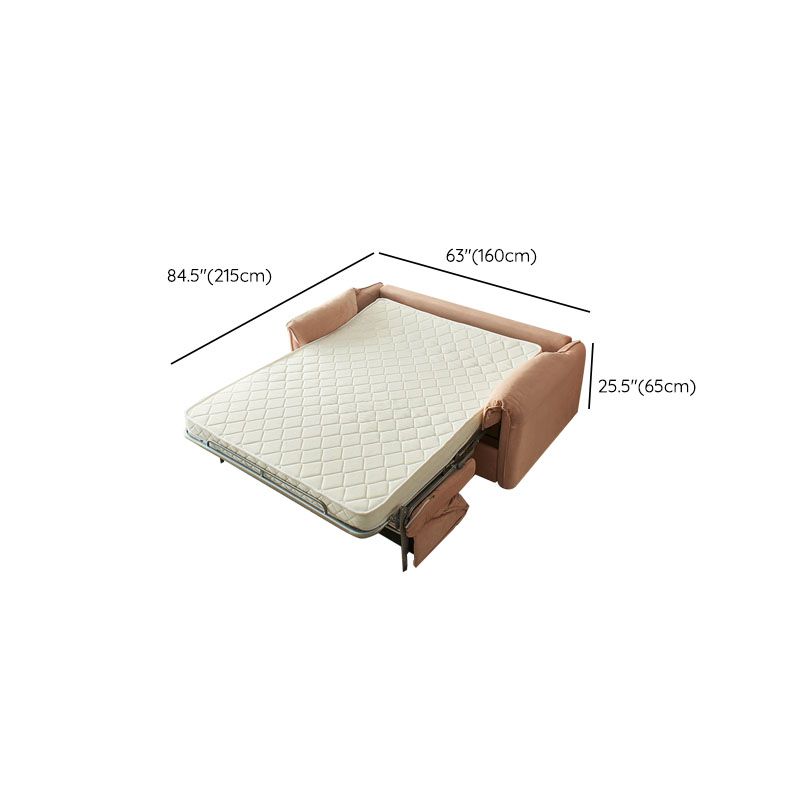 Modern Faux Leather Sofa Bed Pink Pillow Top Arm Sofa for Living Room