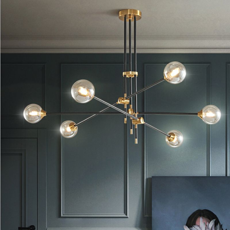 Molekularer Anhänger Kronleuchter modernes Glas Wohnzimmer Hanging Deckenlicht in Gold und Schwarz