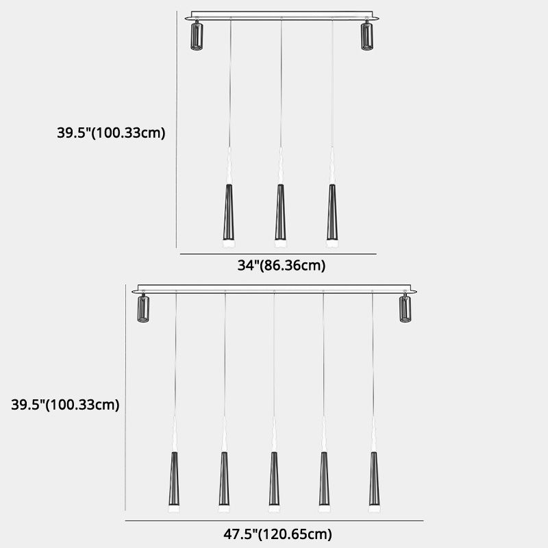 Diseño de Doble Doble Gold Luz Led Island Simplicidad contemporánea Cono Hanging Light para comedor