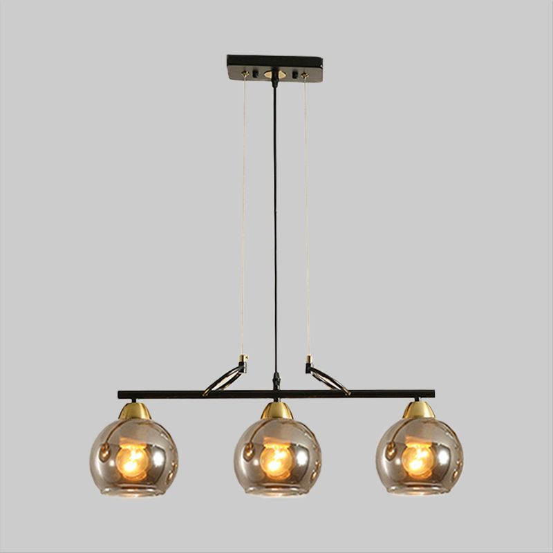 Sfera Idea di illuminazione dell'isola della sala da pranzo Idea trasparente/fumi vetro grigio 3 lampadine contemporanea lampada a sospensione contemporanea