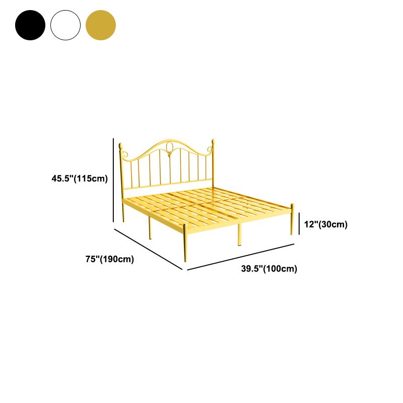 45" Tall Glam Standard Bed Metal Open-Frame Bed with Arched Headboard