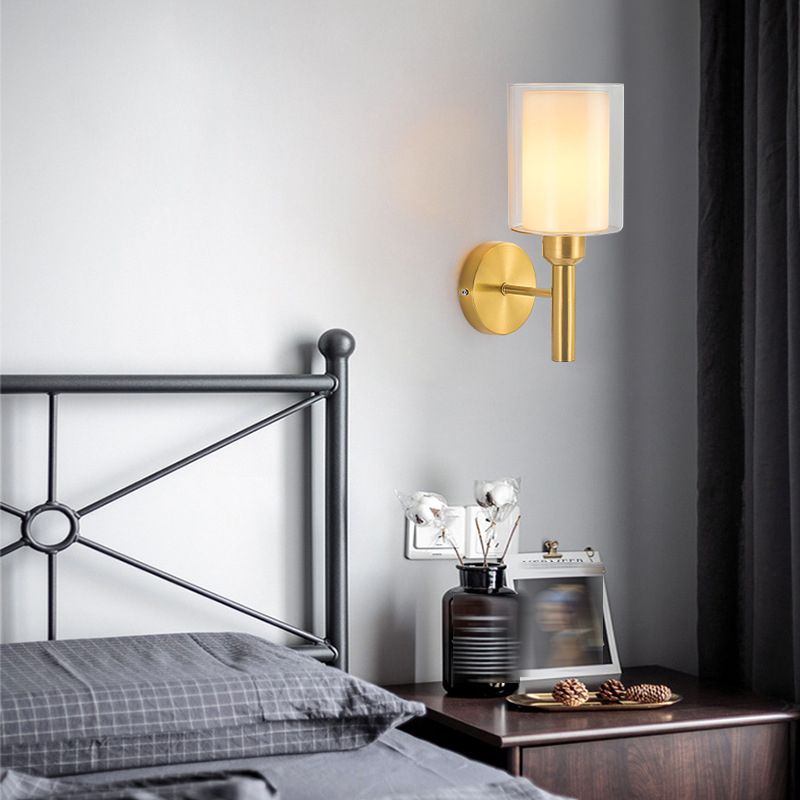 Contemporary Bath Vanity Lighting Glass Shaded Golden Light for Bathroom