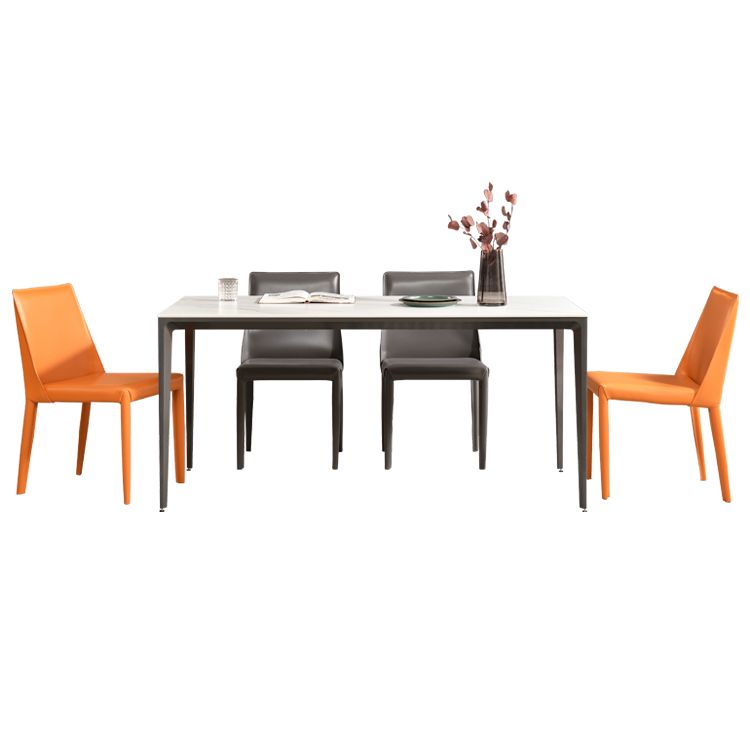Contemporary Sintered Stone Dining Table 4 Legs Rectangular Table in White