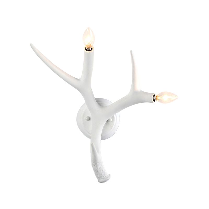 Hars Antler -vormige wand SCONCE Hedendaagse stijl 2 Lichten witte wandverlichting voor restaurant