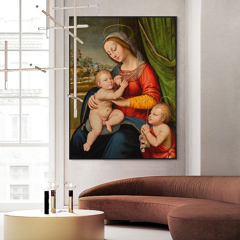 Global Inspired Christian Saint Painting Dark Color Religion Wall Art for Home