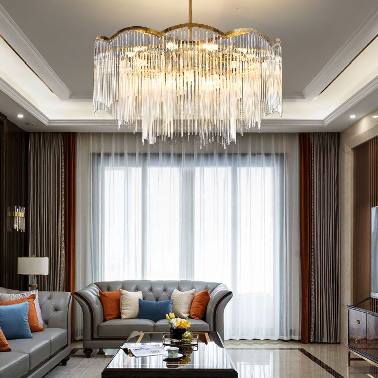 Postmodern Chandelier Lighting with Clear Glass Shape Pendant Lamp for Living Room