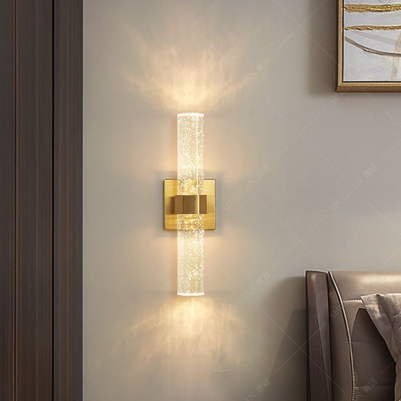 Lineare 2 Leichter Wandleuchten moderner Kristallwandmontageleuchte in Gold