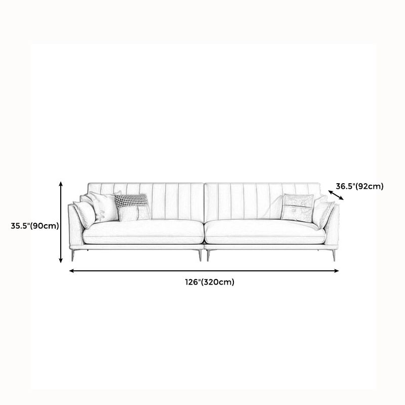 Modern Style Solid Wood Material Base Cloth Art & Leather Rice White Rectangular Sofa