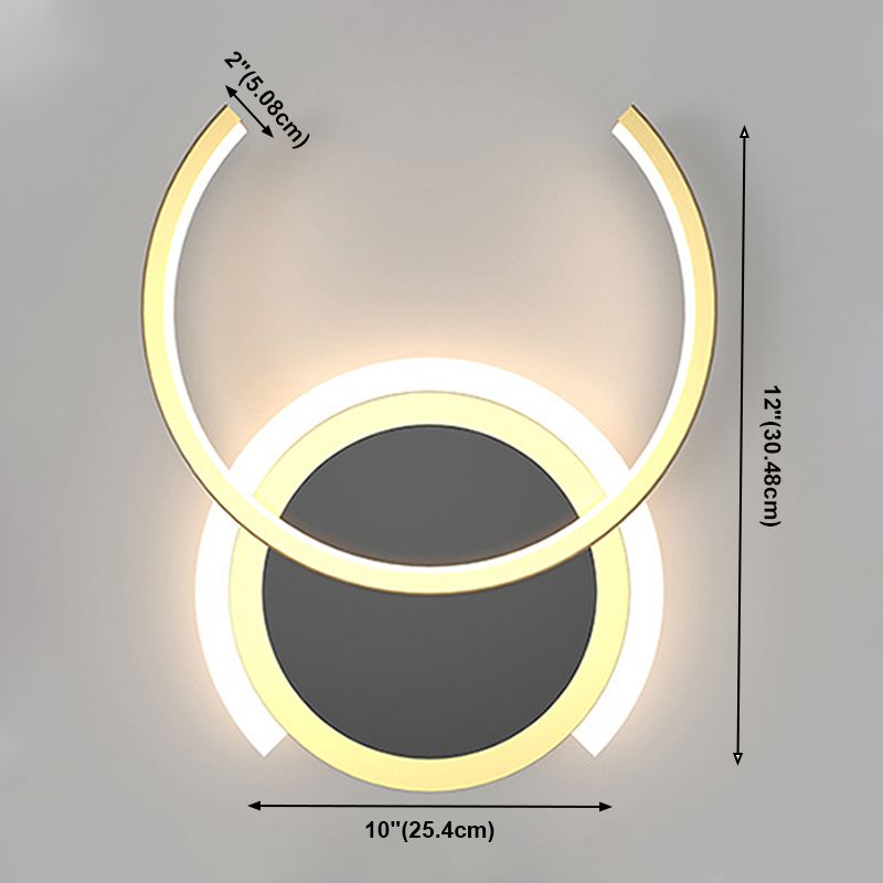 Nordic Modern Style Geometry Shade Wall Sconce Metal 2 Light Sconces in Black for Corridor