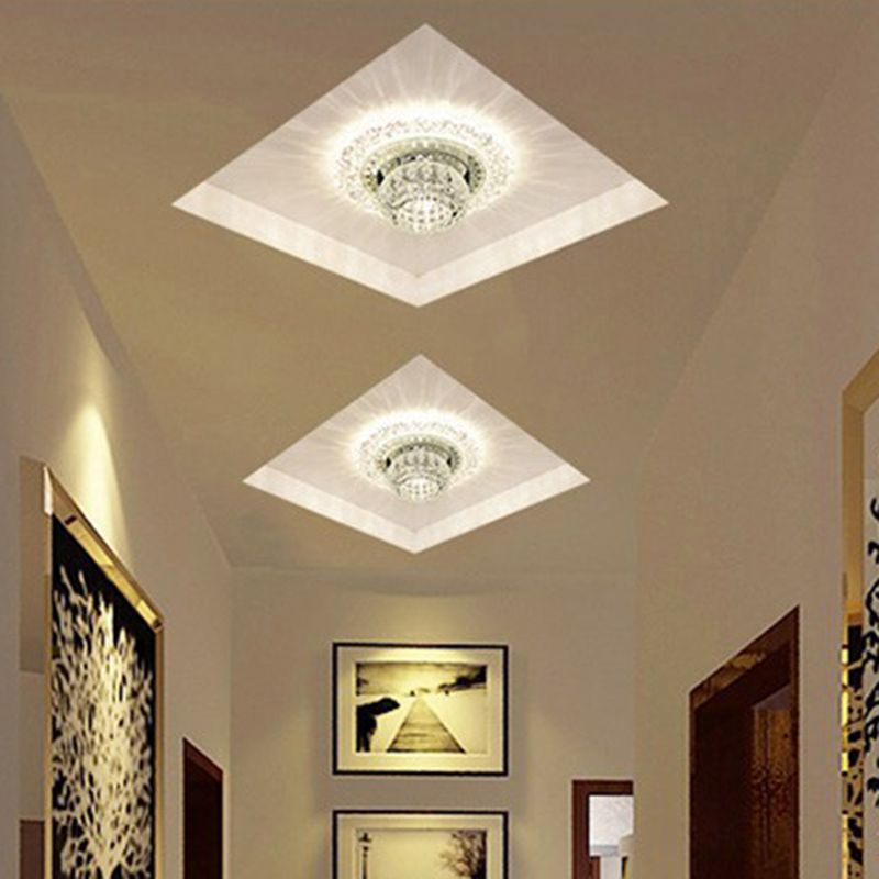 Dimpled Clear Crystal Ceiling Light Modernist LED Flush-Mount Light Fixture for Aisle