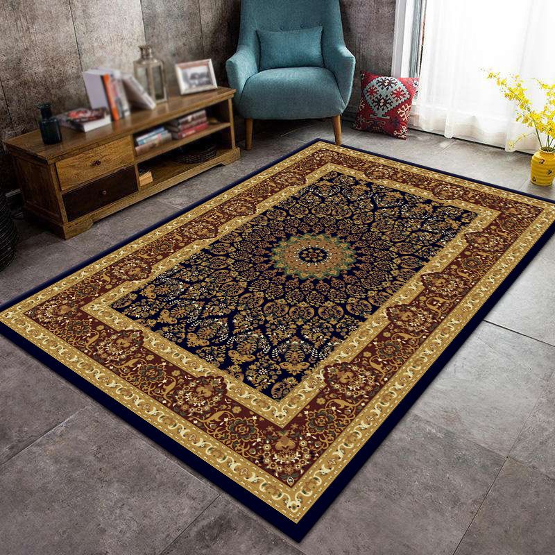 Tapis esthétique Victorian Area Symmétric Floral Printed Carpet Tapon résistant aux taches pour la décoration intérieure