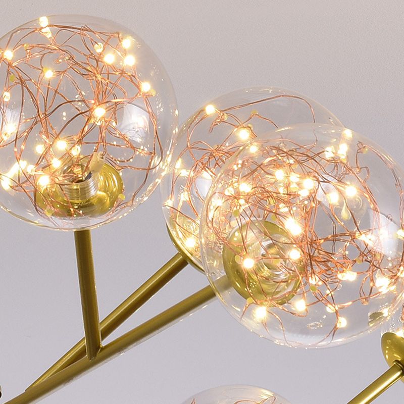Contemporary Sphere Chandelier Lights Glass Pendant Light in Gold