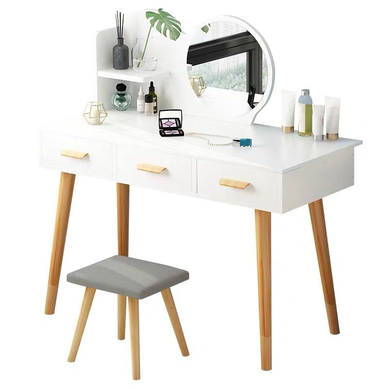 Contemporary Makeup Table With Drawers White/Blue 15.74" W x 28.93" H