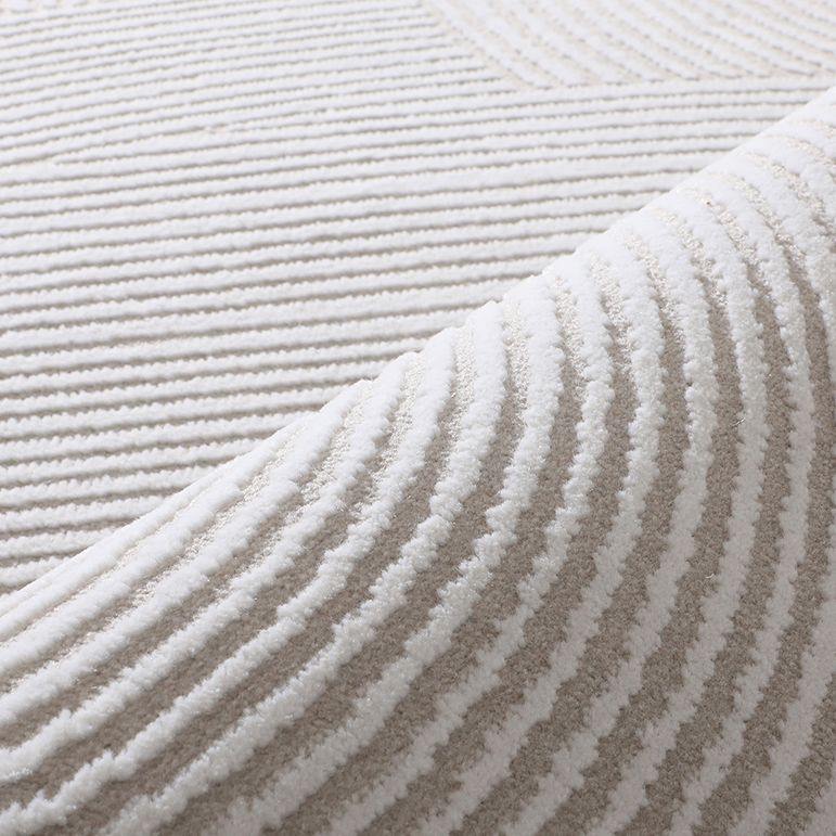 Casual Modern Area Rug Beige Polyester Area Crapet Stripe Pattern Easy Care Rug for Living Room