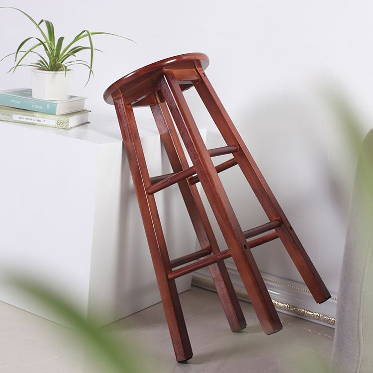 Modern Armless Backless Counter Stool Wood Cashier Bar Stool with Wooden Seat