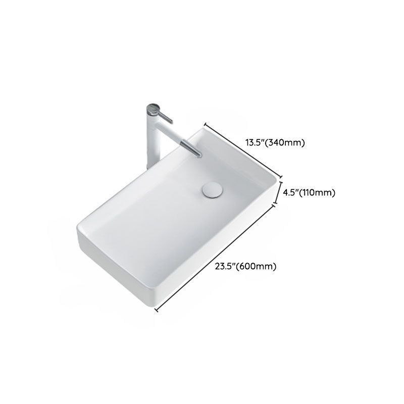 Rectangular Bathroom Sink Porcelain Trough Bathroom Sink(Not Included Faucets)