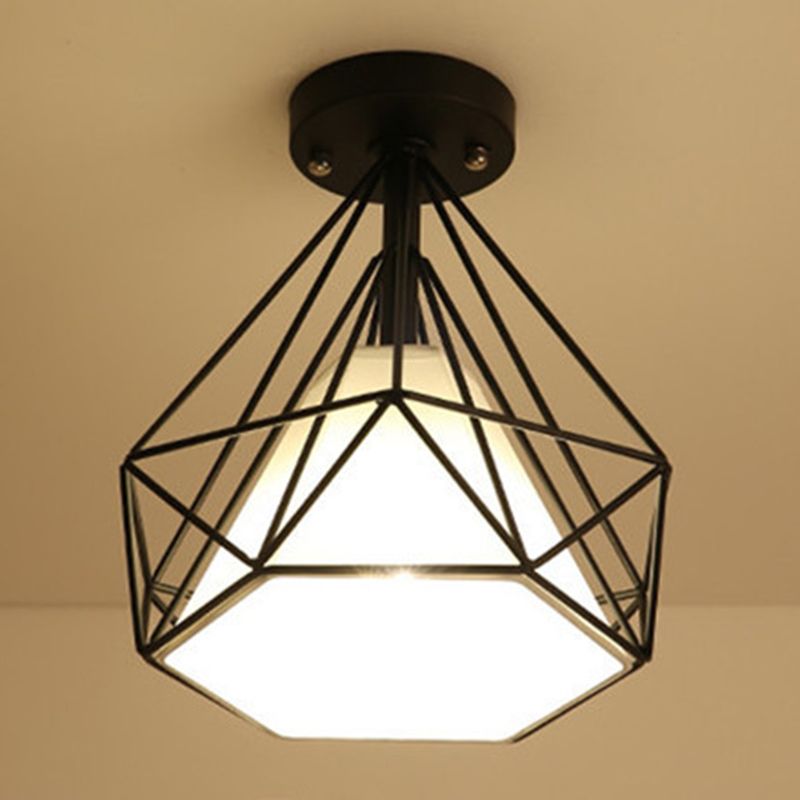Industrial Style Geometry Shape Ceiling Light Metal 1 Light Ceiling Light for Restaurant