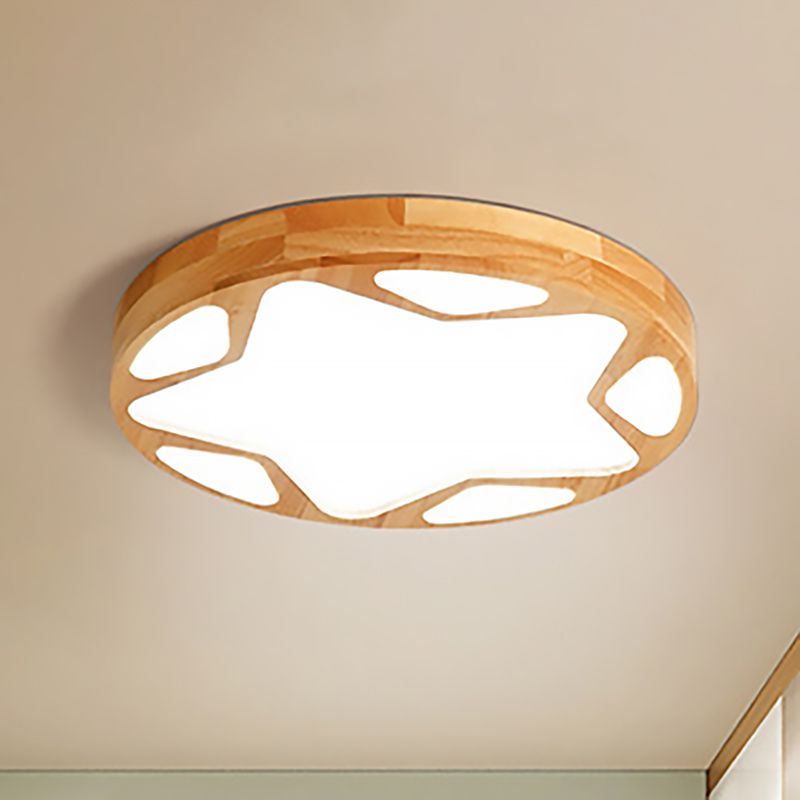 Kleuterschoolster spoelplafond licht hout acryl acryl moderne led plafondlamp in beige