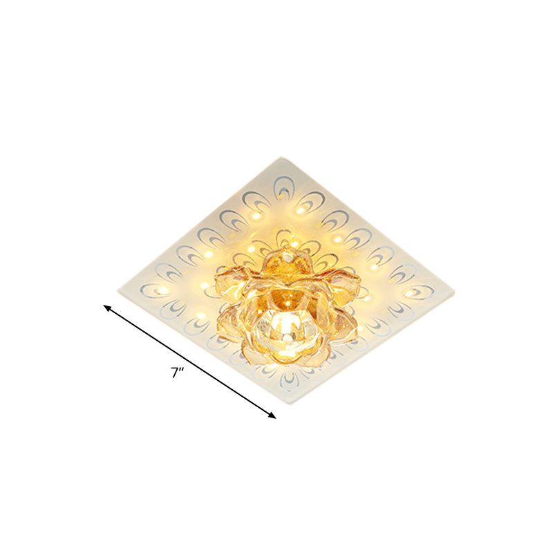 Lotus Blossom LED Ceiling Flush Modernist White Crystal Flush Mounted Lamp in Warm/White Light