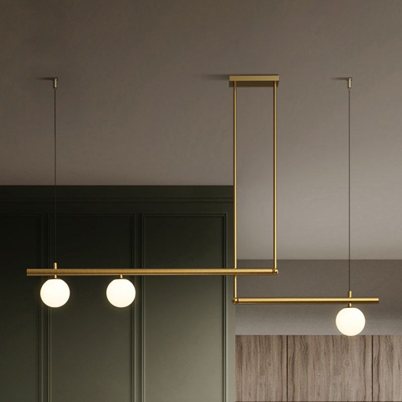 Modern Style Linear Shape Island Light Metal 1/2/3/4 Lights Island Lamps in Black and Gold