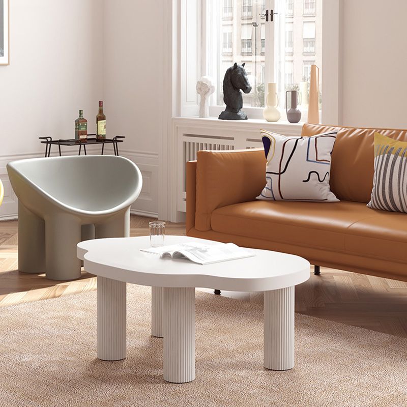 Contemporary White Coffee Cocktail Table Rectangle Wood Coffee Table Set