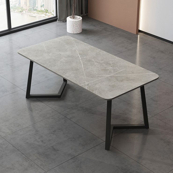 Industrial Style Dining Table Sintered Stone Rectangle Table for Home