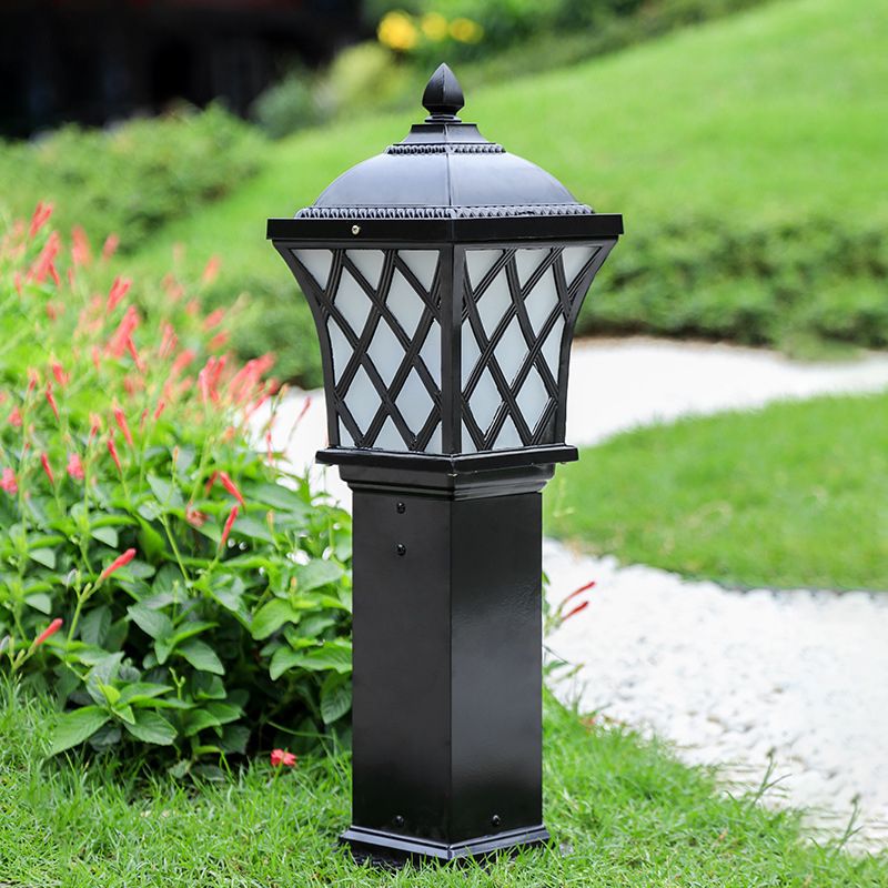 Vintage Flared Square Ground Lighting Single Frosted Acrylic Path Lighting with Grill