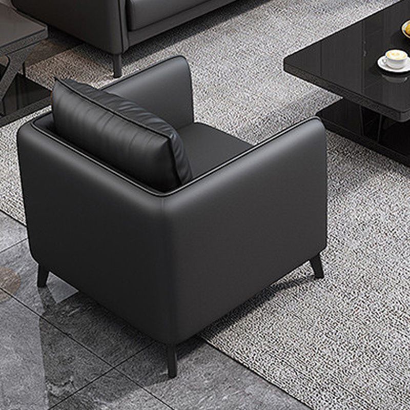 Standard Square Arm Leather Stain Resistant Sofa Couch with Pillows