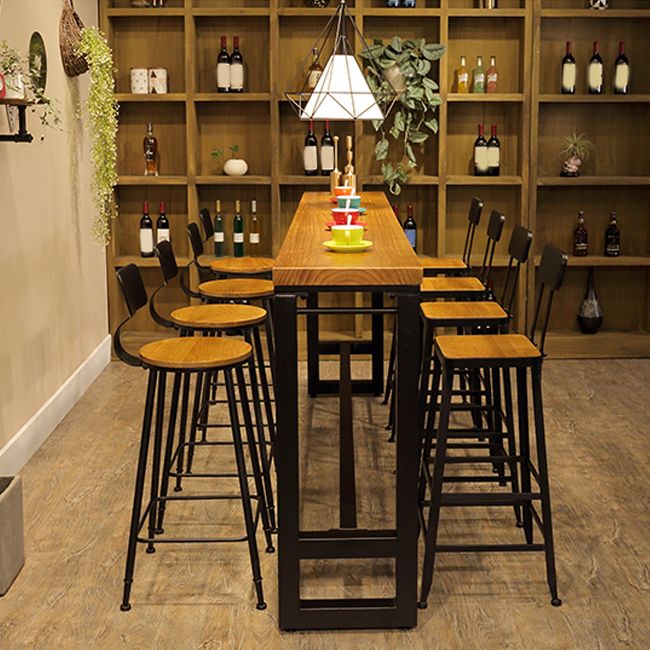 Industrial Style Solid Wood Pub Dining Set 1/2/9 Pcs Rectangular Pub Set for Home