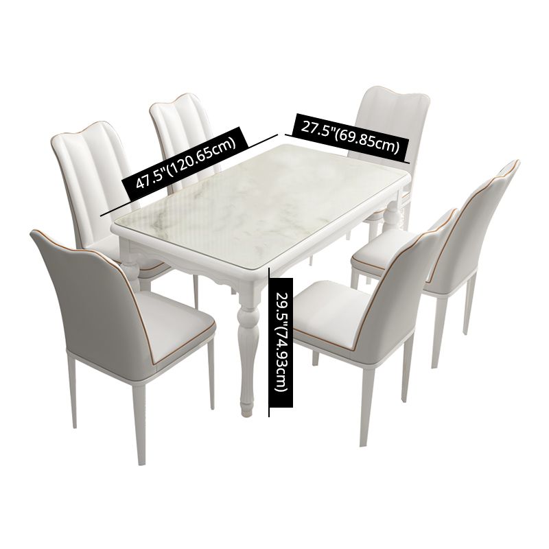 Traditional Solid Wood Top Dining Set with 4 White Solid Wood Legs for Dining Furniture