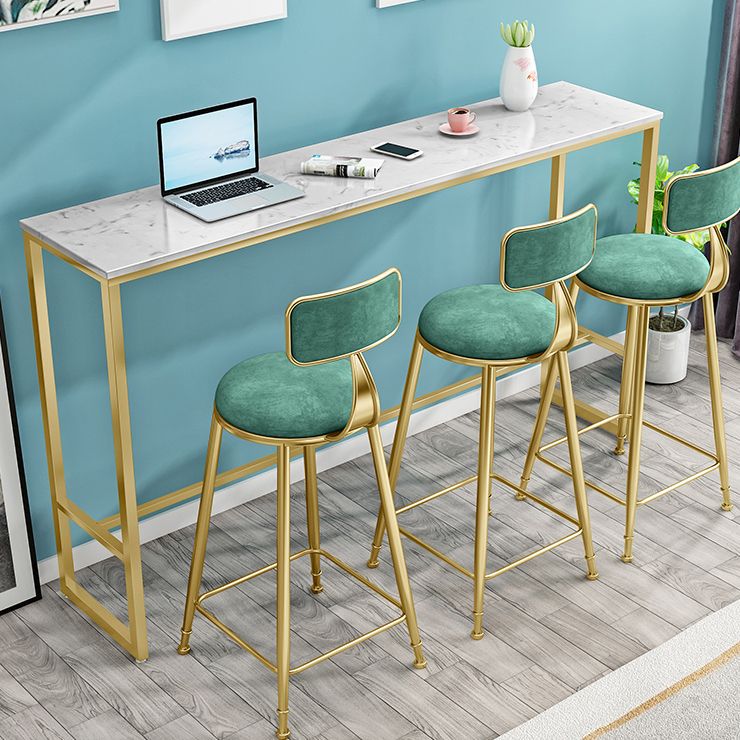 Living Room Bar Dining Table Gold Footrest Trestle Pub Height Dining Table, Only Table