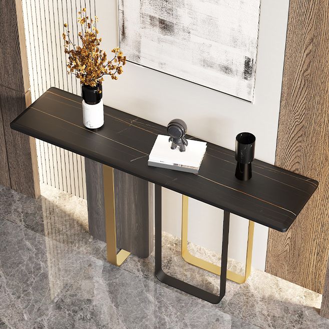 Glam Console Table Rectangle Stone Accent Table , 12 Inch Wide