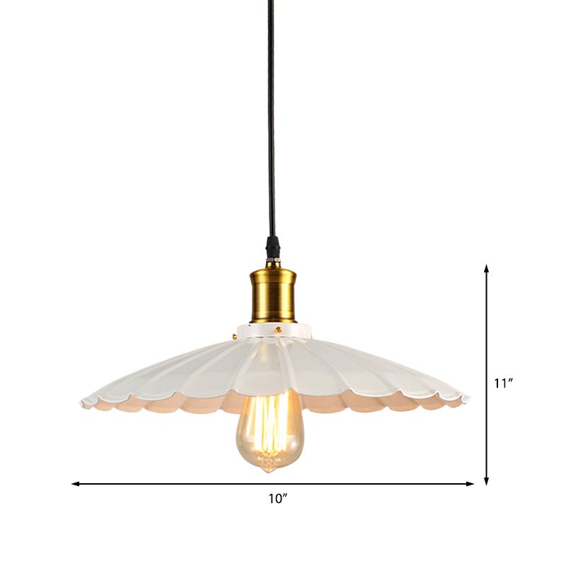 14 "/16" Dia Industrial smerlata a sospensione Light 1 a soffitto metallico lampada a sospensione in nero/bianco